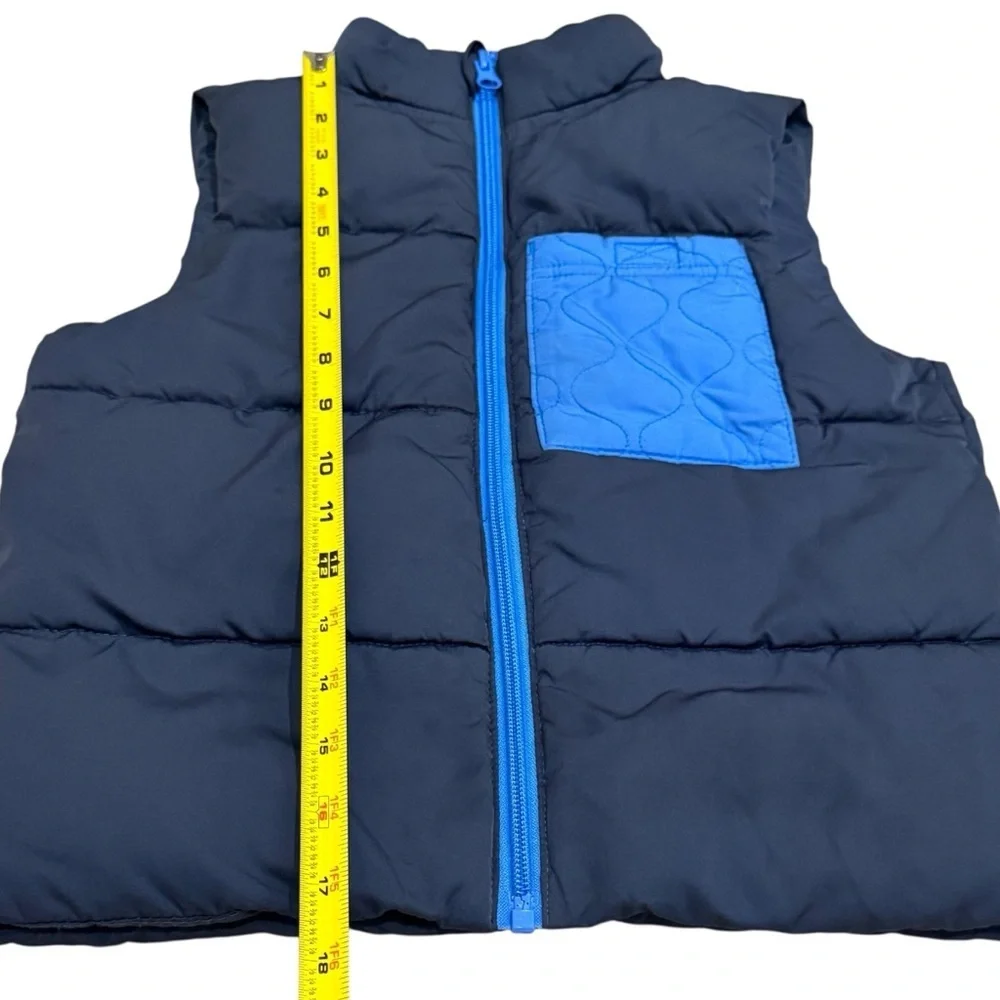Cat & Jack Blue Quilted Puffer Vest Mountains Winter Holiday Boy's Size 6-6X‎